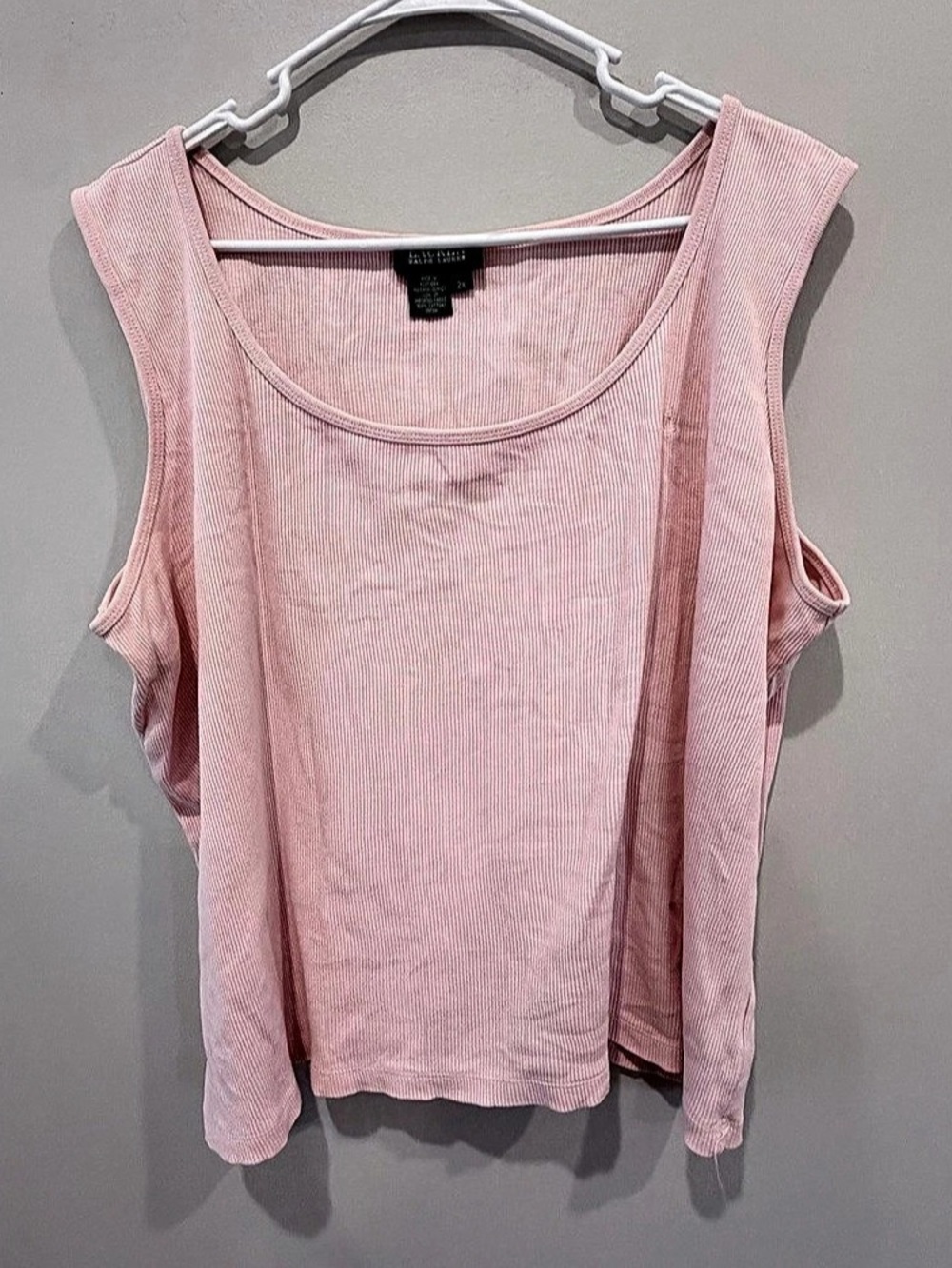 Lauren Ralph Lauren Ribbed Cotton Tank Top in Pink Size 2X